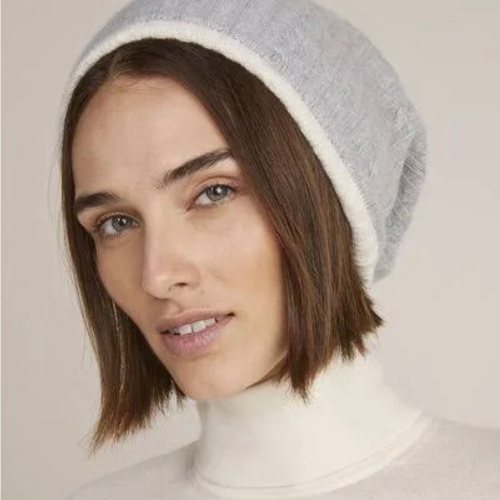 Vineyard vines Reversible 100% Cashmere Beanie Light gray Heather NWT